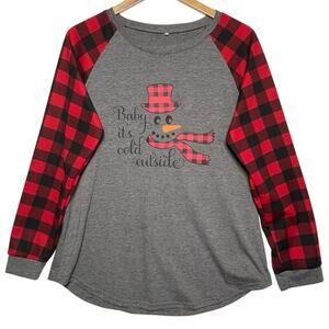 CHRISTMAS Snowman Women’s Long Sleeve Graphic Knit Top Large